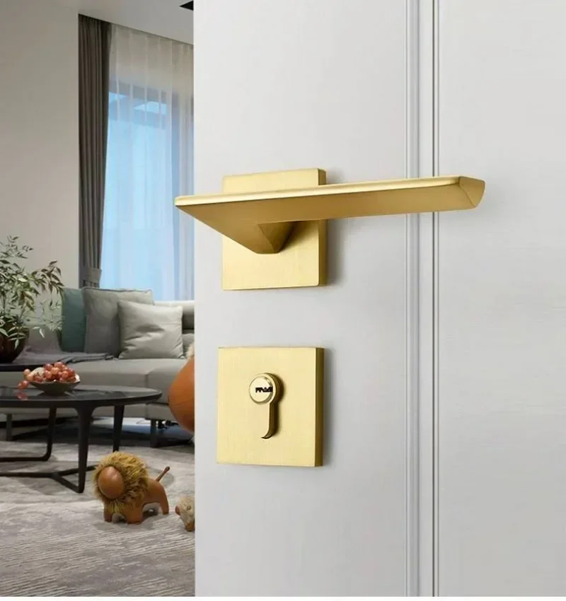 Home Security Locks For Doors - Gold Zinc Alloy Bedroom Door Lock