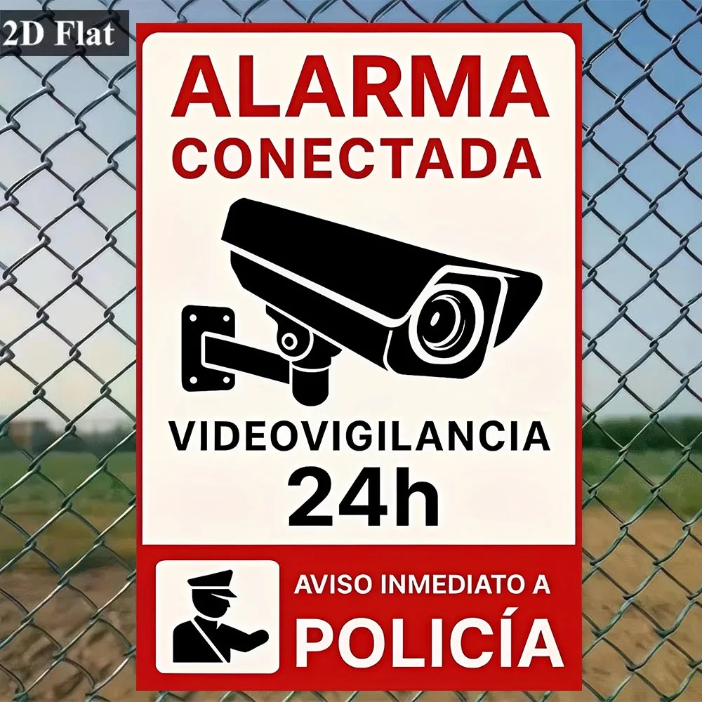 Home Security Police - Spanish 2D Flat Security Alarm Sign