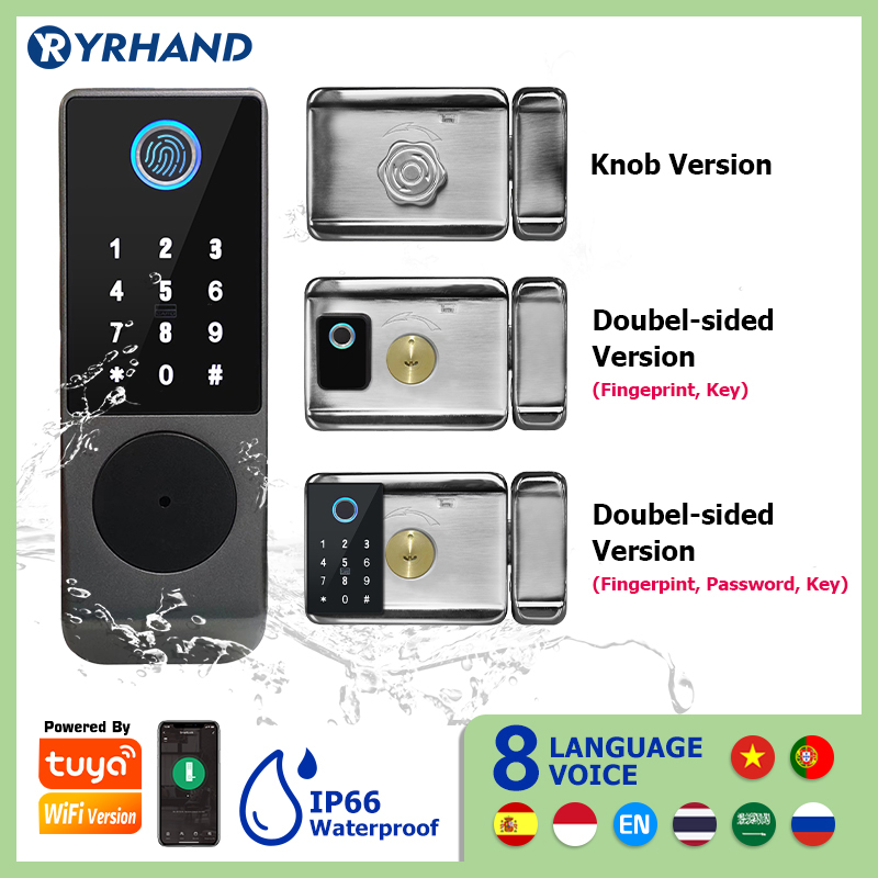 Home Security Locks For Doors - Tuya Smart lock Waterproof Wifi Double