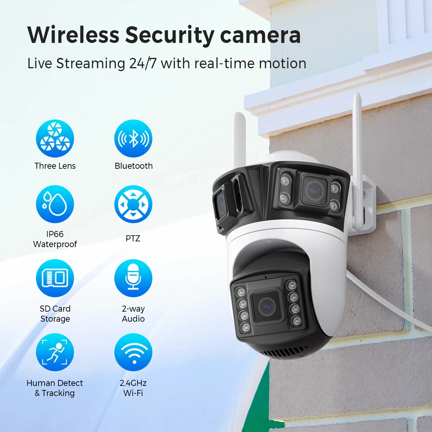 6K 12MP HD 3 Lens Outdoor Cama - Home Security Ai ulasan dan harga