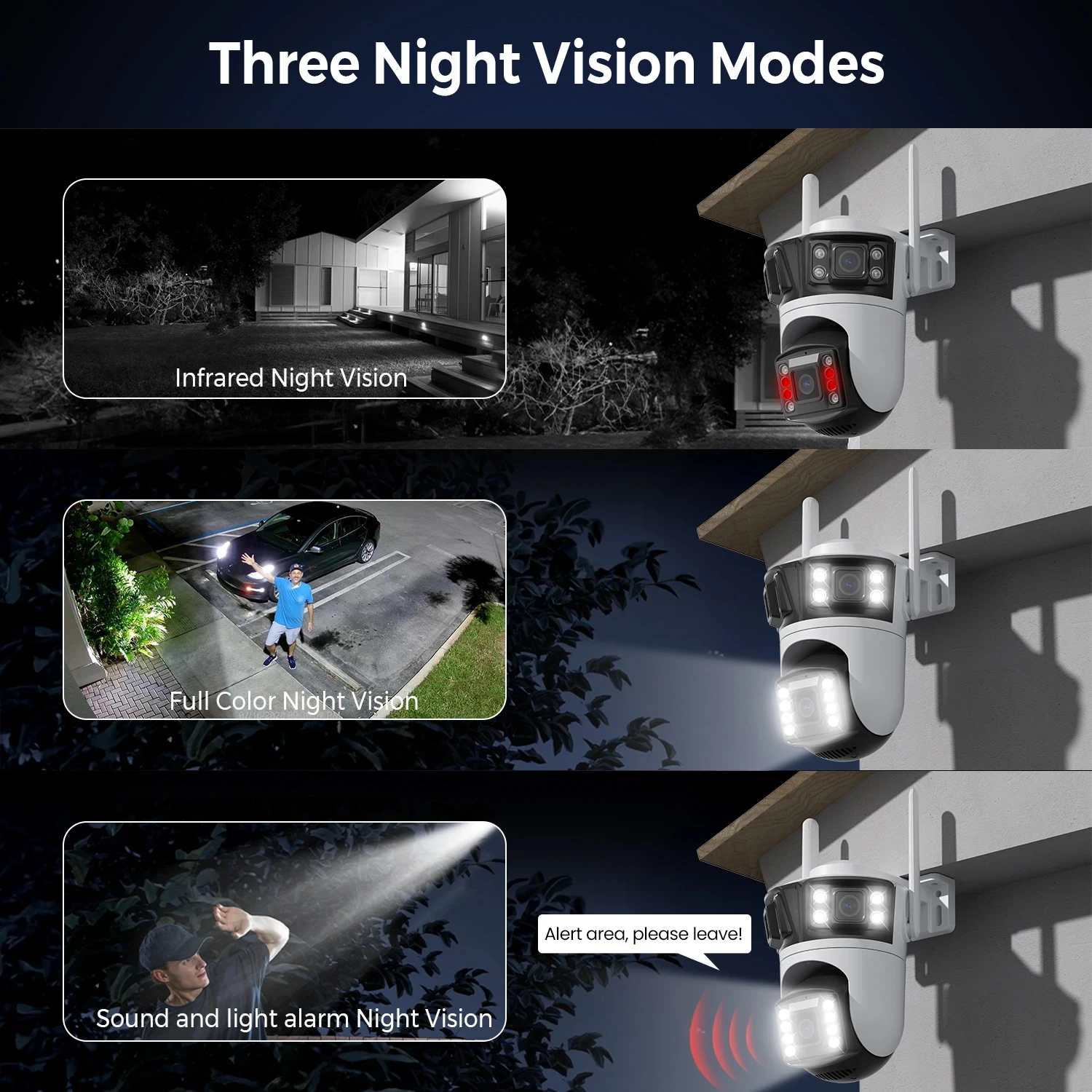 6K 12MP HD 3 Lens Outdoor Cama - Home Security Ai ulasan dan harga