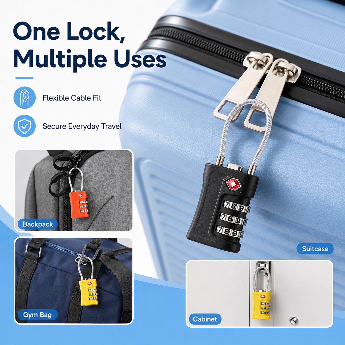 TSA Approved Luggage Lock 3 Di - Home Security Locks ulasan dan harga