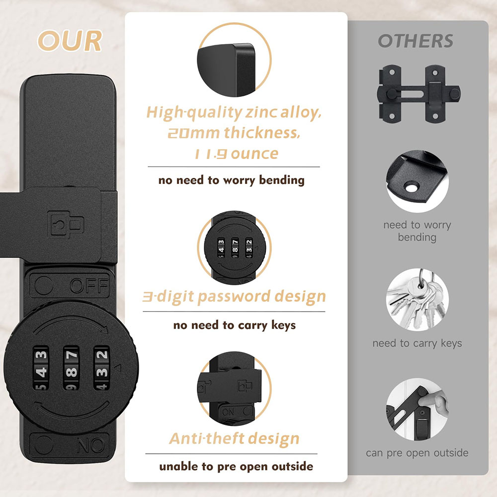Security Barn Door Lock 3-Digi - Home Security Locks For Doors ulasan dan harga