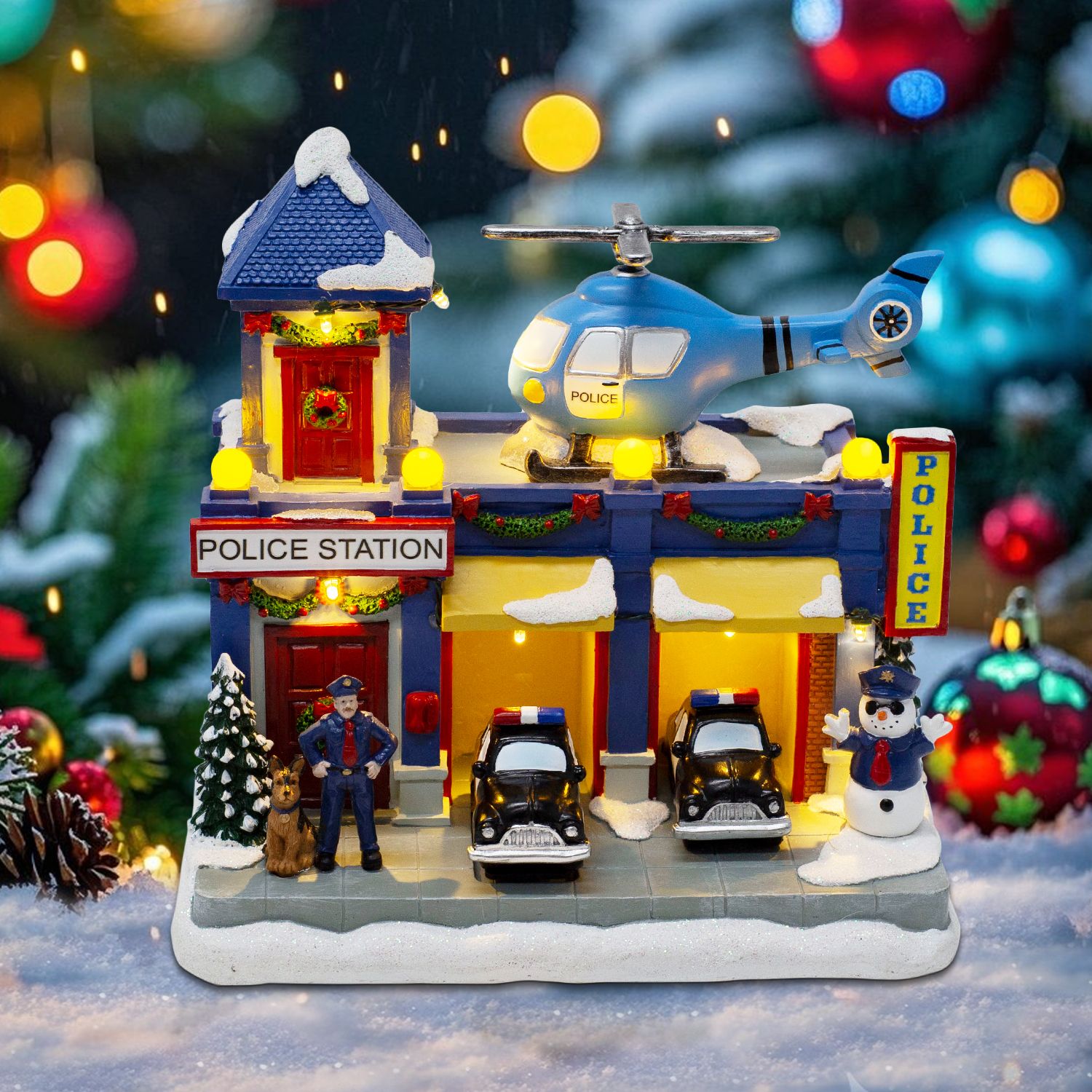 Animated Christmas Village Pol - Home Security Police ulasan dan harga