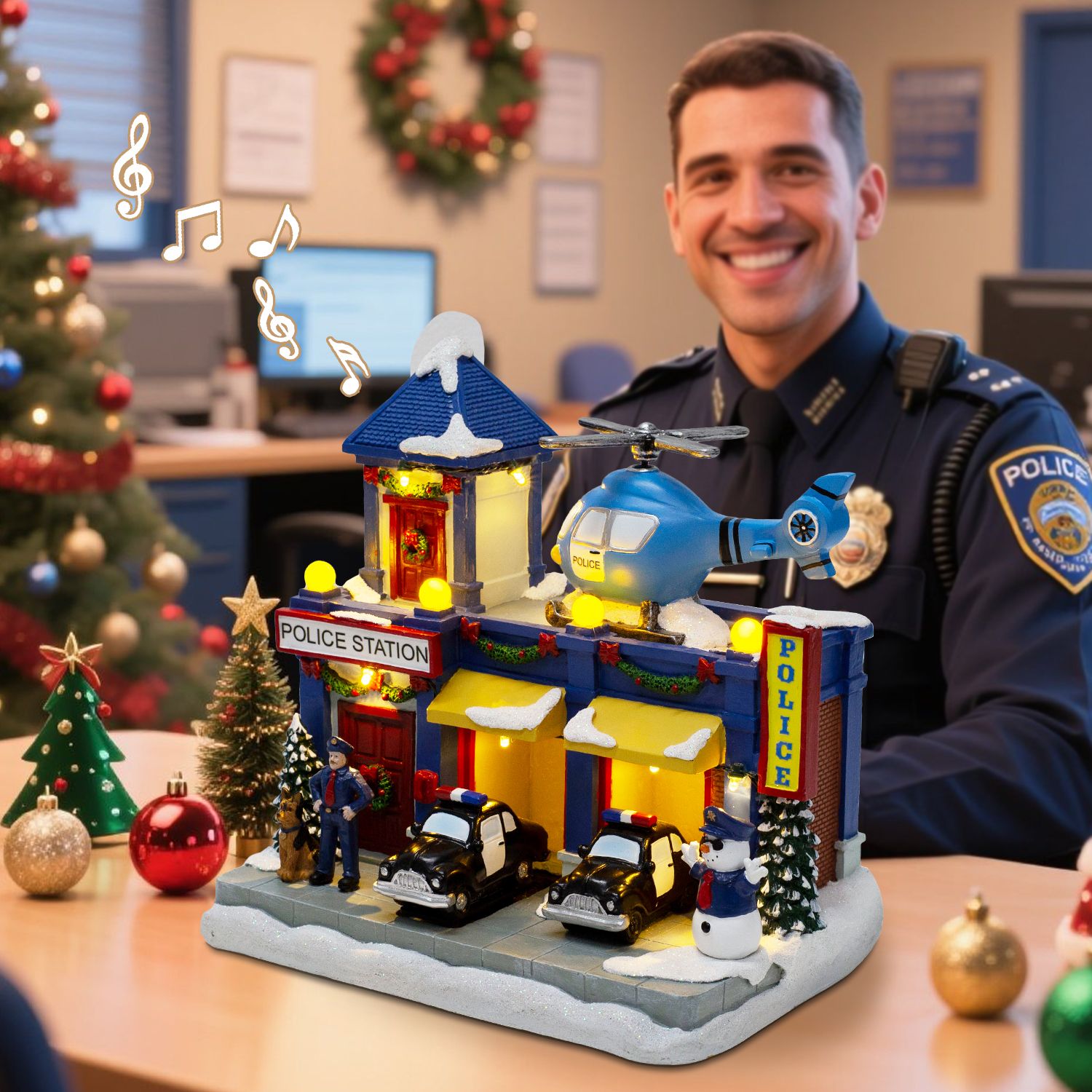 Animated Christmas Village Pol - Home Security Police ulasan dan harga